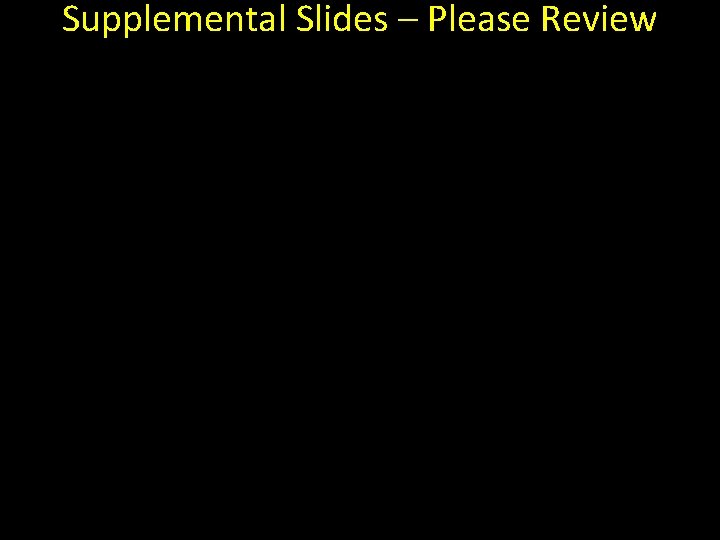 Supplemental Slides – Please Review 