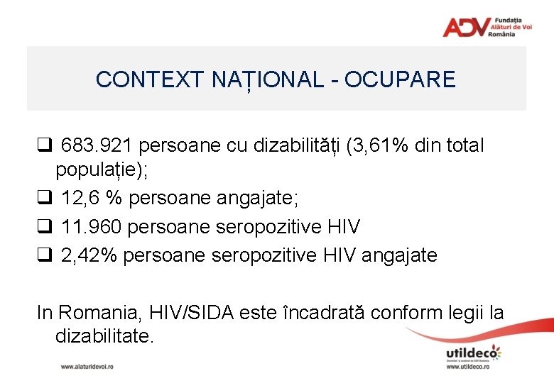 CONTEXT NAȚIONAL - OCUPARE q 683. 921 persoane cu dizabilități (3, 61% din total