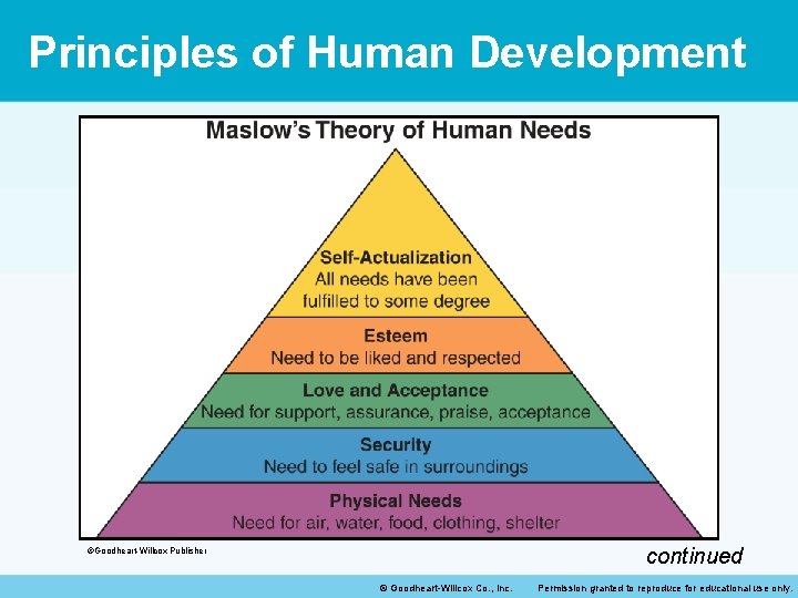 Principles of Human Development continued ©Goodheart-Willcox Publisher © Goodheart-Willcox Co. , Inc. Permission granted