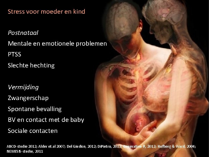 Stress voor moeder en kind Postnataal Mentale en emotionele problemen PTSS Slechte hechting Vermijding