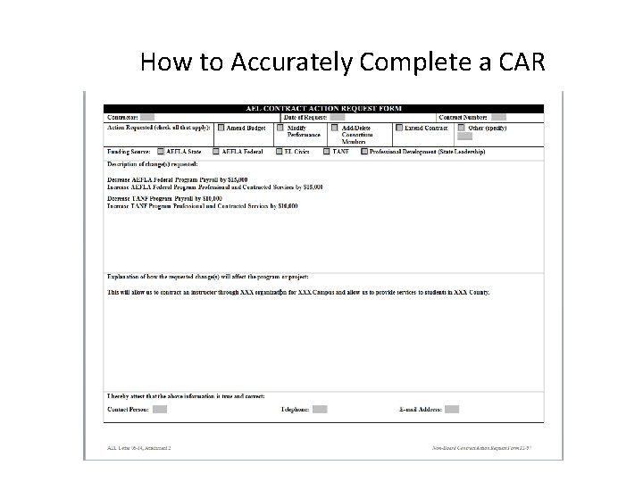 How to Accurately Complete a CAR 