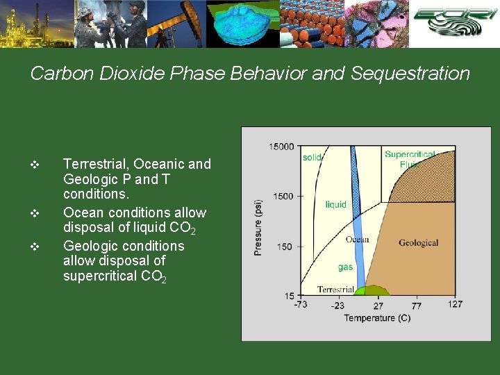 Carbon Dioxide Phase Behavior and Sequestration v v v Terrestrial, Oceanic and Geologic P