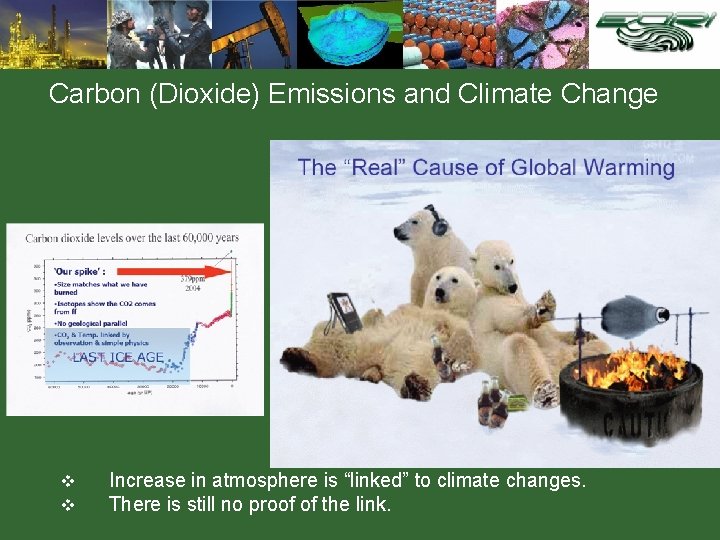 Carbon (Dioxide) Emissions and Climate Change v v Increase in atmosphere is “linked” to