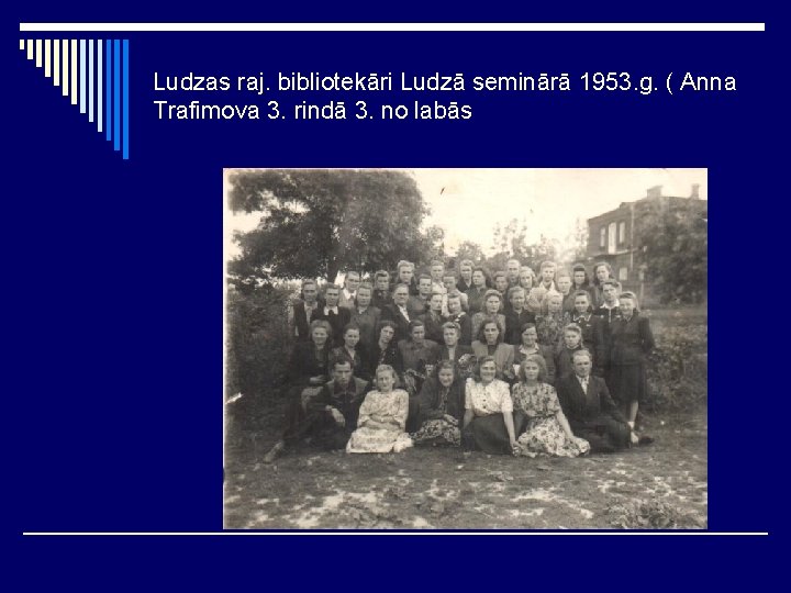 Ludzas raj. bibliotekāri Ludzā seminārā 1953. g. ( Anna Trafimova 3. rindā 3. no