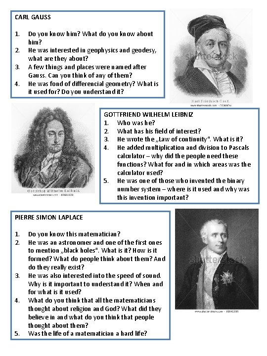 CARL GAUSS 1. 2. 3. 4. Do you know him? What do you know