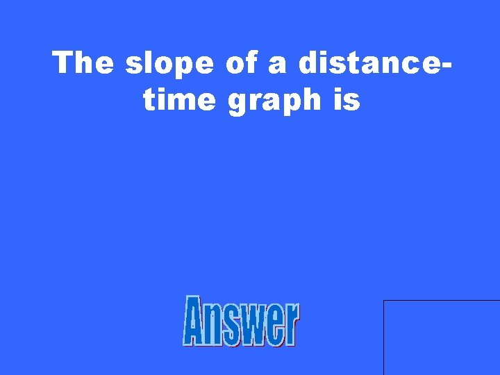 The slope of a distancetime graph is 