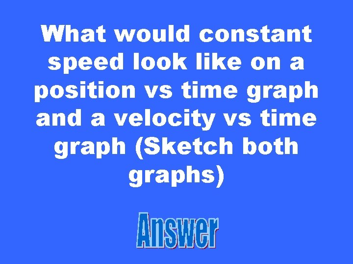 What would constant speed look like on a position vs time graph and a