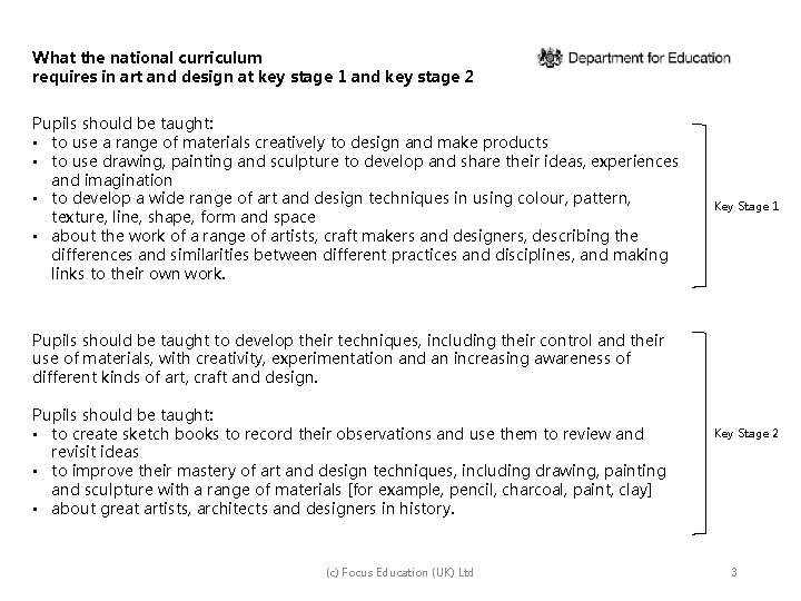 What the national curriculum requires in art and design at key stage 1 and