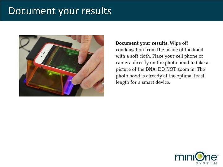 Document your results 