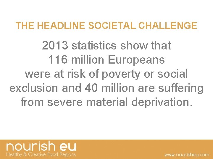 THE HEADLINE SOCIETAL CHALLENGE 2013 statistics show that 116 million Europeans were at risk