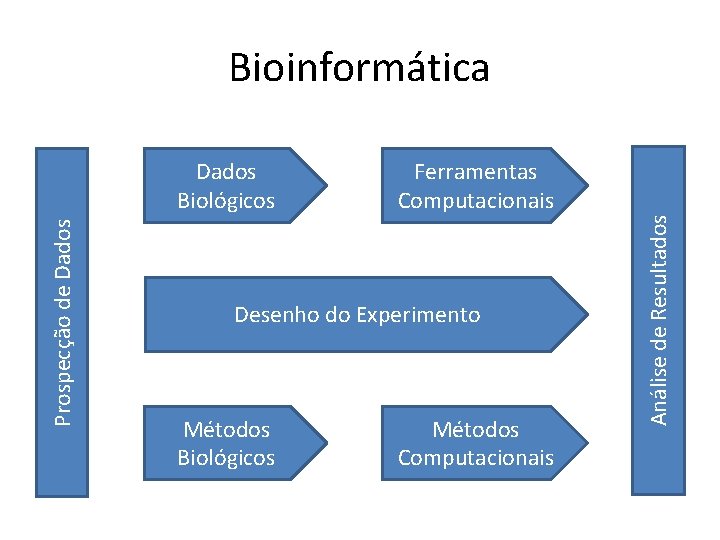 Prospecção de Dados Biológicos Ferramentas Computacionais Desenho do Experimento Métodos Biológicos Métodos Computacionais Análise