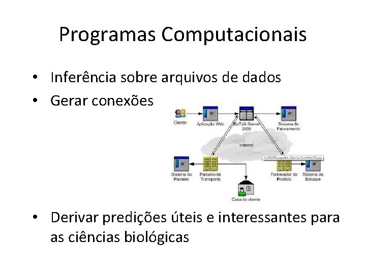 Programas Computacionais • Inferência sobre arquivos de dados • Gerar conexões • Derivar predições