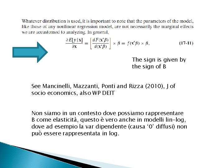 The sign is given by the sign of B See Mancinelli, Mazzanti, Ponti and