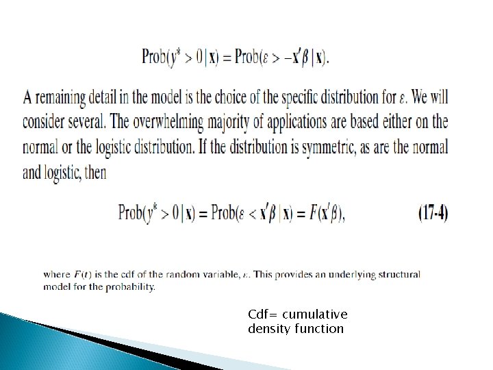 Cdf= cumulative density function 