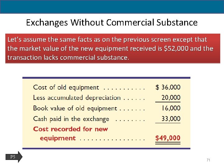 Exchanges Without Commercial Substance Let’s assume the same facts as on the previous screen