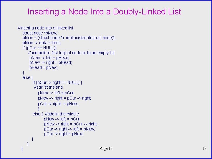 Inserting a Node Into a Doubly-Linked List //insert a node into a linked list