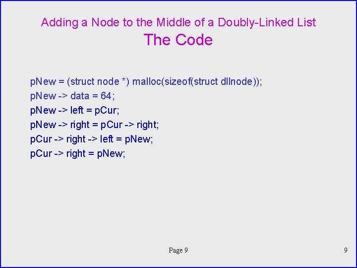 Adding a Node to the Middle of a Doubly-Linked List The Code p. New