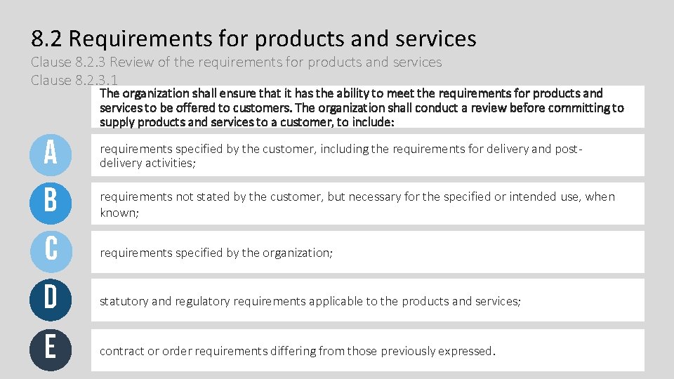 8. 2 Requirements for products and services Clause 8. 2. 3 Review of the 8. 2 Requirements for products and services Clause 8. 2. 3 Review of the