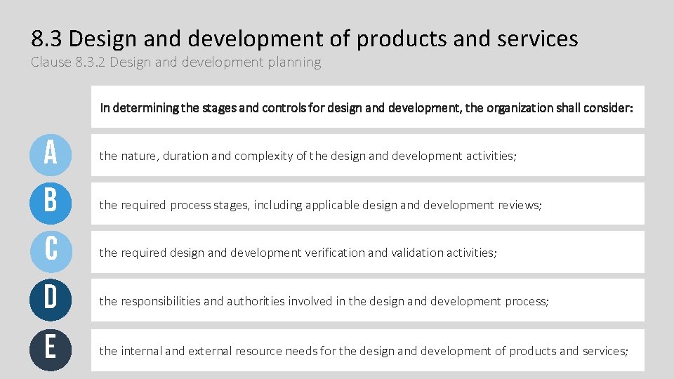 8. 3 Design and development of products and services Clause 8. 3. 2 Design 8. 3 Design and development of products and services Clause 8. 3. 2 Design