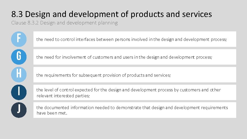 8. 3 Design and development of products and services Clause 8. 3. 2 Design 8. 3 Design and development of products and services Clause 8. 3. 2 Design