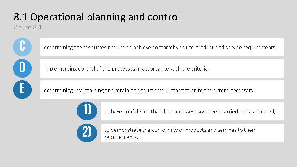 8. 1 Operational planning and control Clause 8. 1 c d e determining the 8. 1 Operational planning and control Clause 8. 1 c d e determining the