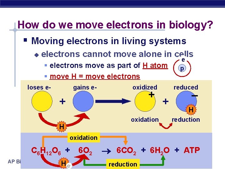 How do we move electrons in biology? § Moving electrons in living systems u