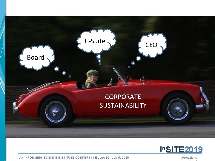 C-Suite CEO Board CORPORATE SUSTAINABILITY In. SITE 2019 AN INFORMING SCIENCE INSTITUTE CONFERENCE June