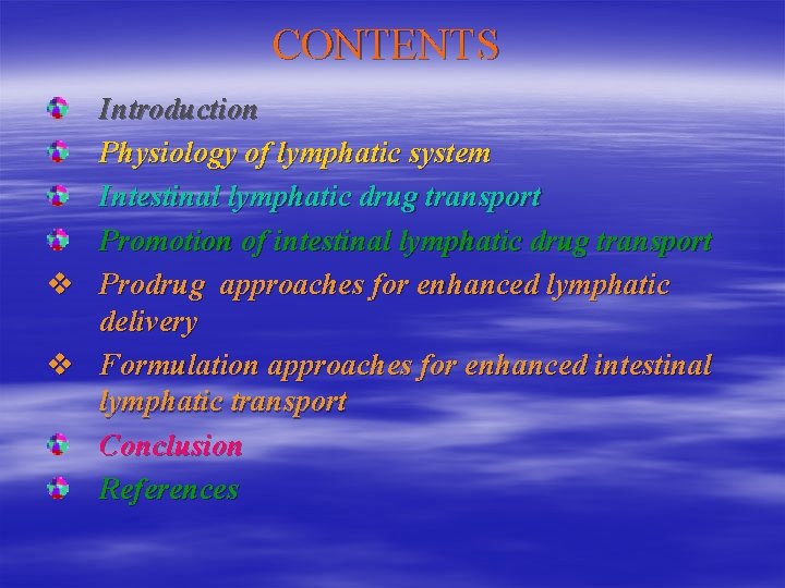 CONTENTS Introduction Physiology of lymphatic system Intestinal lymphatic drug transport Promotion of intestinal lymphatic