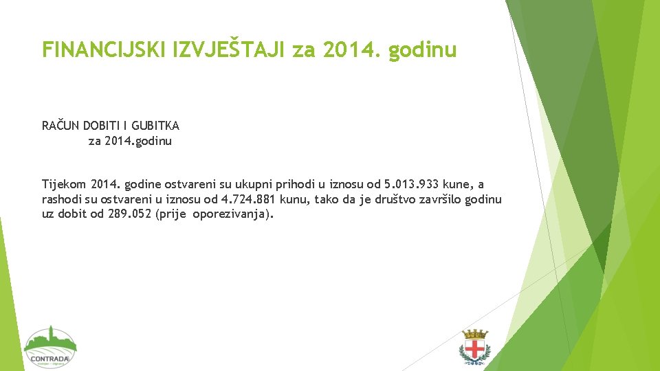 FINANCIJSKI IZVJEŠTAJI za 2014. godinu RAČUN DOBITI I GUBITKA za 2014. godinu Tijekom 2014.
