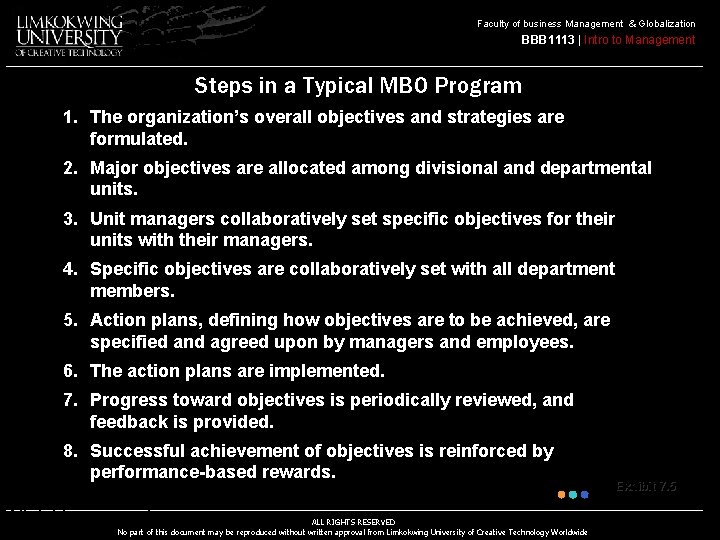 Faculty of business Management & Globalization BBB 1113 | Intro to Management Steps in