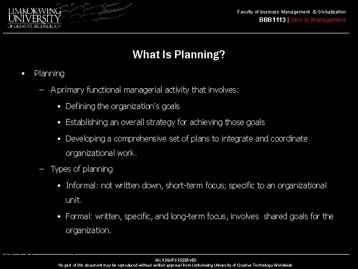 Faculty of business Management & Globalization BBB 1113 | Intro to Management What Is