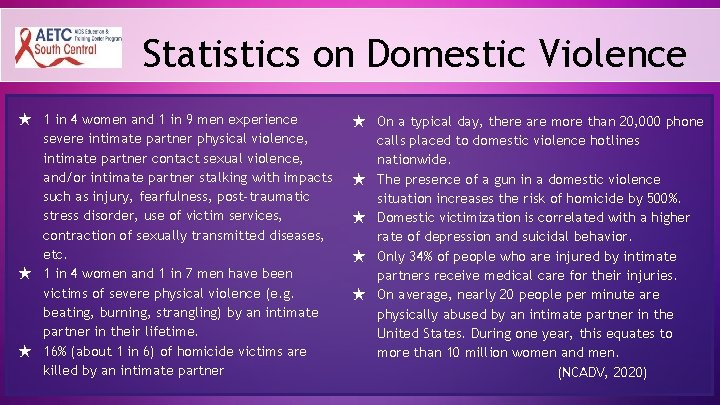 Statistics on Domestic Violence ★ 1 in 4 women and 1 in 9 men