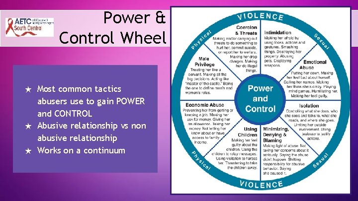 Power & Control Wheel ★ ★ ★ Most common tactics abusers use to gain