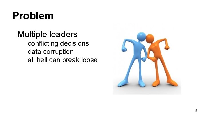 Problem Multiple leaders conflicting decisions data corruption all hell can break loose 6 