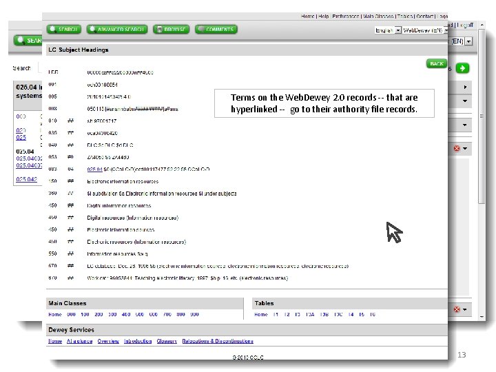 Terms on the Web. Dewey 2. 0 records -- that are hyperlinked -- go