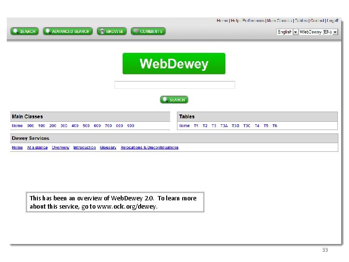 www. oclc. org/dewey This has been an overview of Web. Dewey 2. 0. To