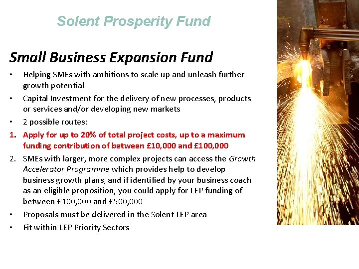 Solent Prosperity Fund Small Business Expansion Fund Helping SMEs with ambitions to scale up