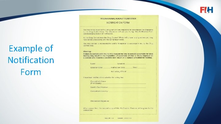 Example of Notification Form FIH – Template Master 