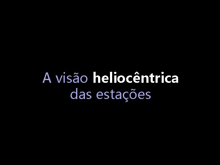 A visão heliocêntrica das estações 