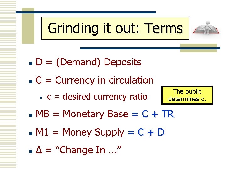 Grinding it out: Terms n D = (Demand) Deposits n C = Currency in