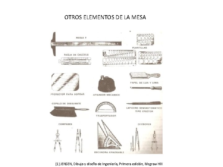 OTROS ELEMENTOS DE LA MESA [1] JENSEN, Dibujo y diseño de Ingeniería, Primera edición,