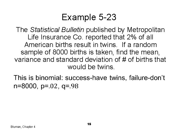 Example 5 -23 The Statistical Bulletin published by Metropolitan Life Insurance Co. reported that