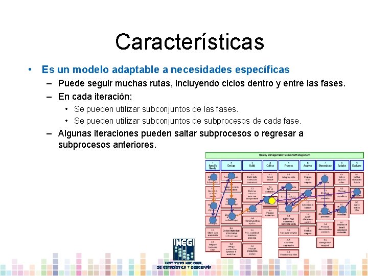 Características • Es un modelo adaptable a necesidades específicas – Puede seguir muchas rutas,