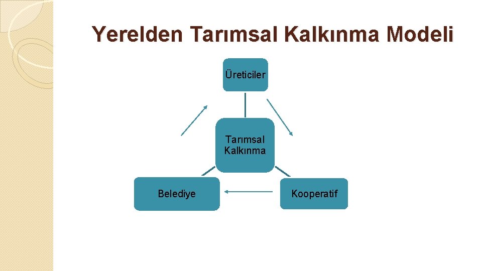 Yerelden Tarımsal Kalkınma Modeli Üreticiler Tarımsal Kalkınma Belediye Kooperatif 