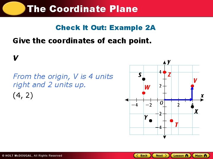 The Coordinate Plane Check It Out: Example 2 A Give the coordinates of each