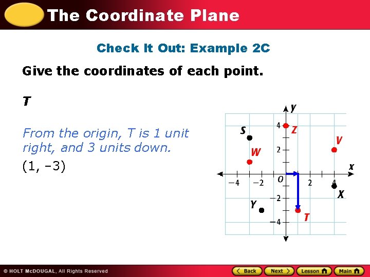 The Coordinate Plane Check It Out: Example 2 C Give the coordinates of each