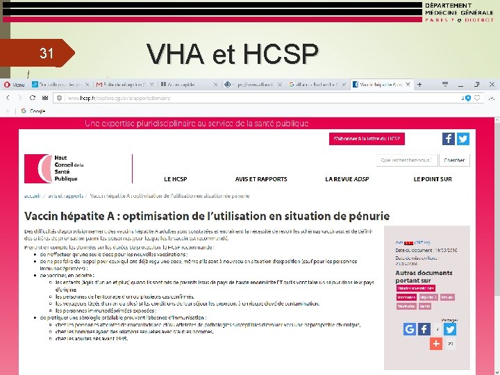 31 VHA et HCSP 