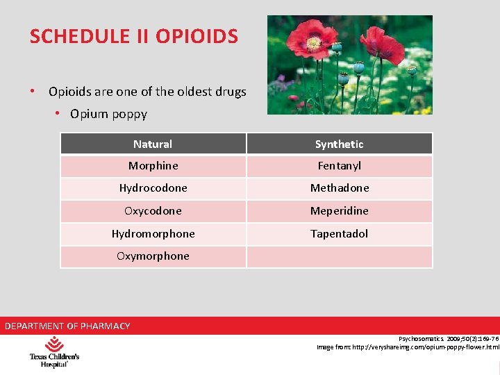 SCHEDULE II OPIOIDS • Opioids are one of the oldest drugs • Opium poppy