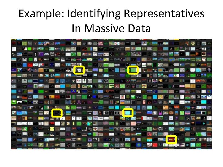 Example: Identifying Representatives In Massive Data 