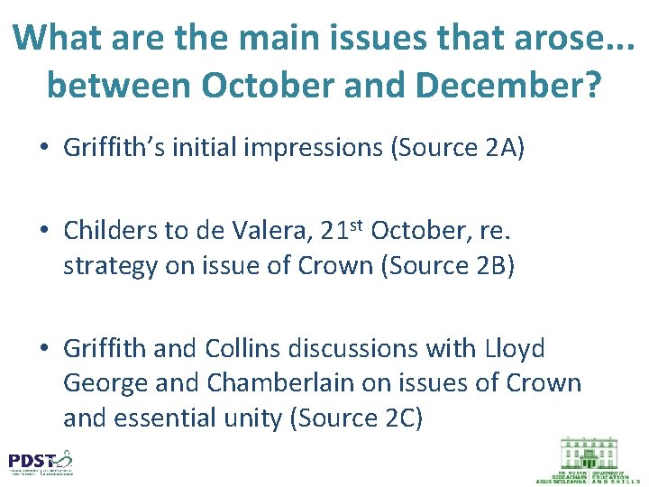 What are the main issues that arose. . . between October and December? •